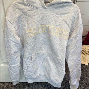 TALENTLESS Light Gray Hoodie with Yellow Logo